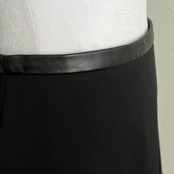 Sandro Black A-Line leather trim Midi Skirt - Picture 5 of 8